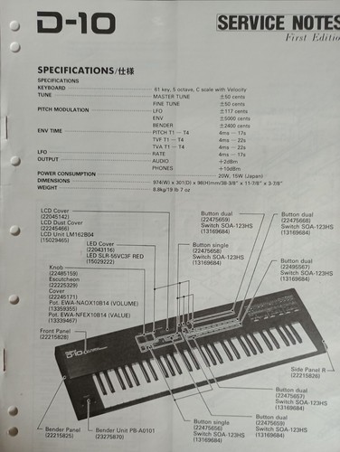 Roland keyboard service - d-10,